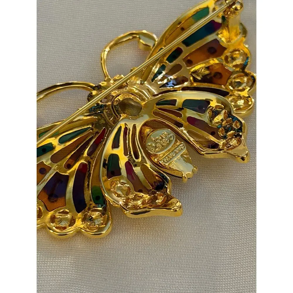 Vintage Joan Rivers Butterfly Pins • Set of 6 • Plique A Jour • Rhinestone • En
